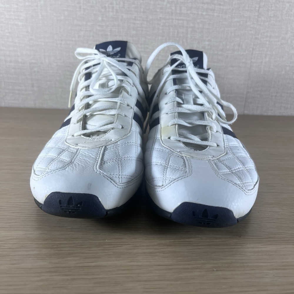 Vintage Adidas Team Leather O Grip Sneakers White Navy Men's Size 11.5 Y2K - Picture 2 of 15